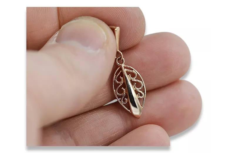 Sterling Silver Rose Gold Plated Leaf Pendant, No Stone vpn081rp