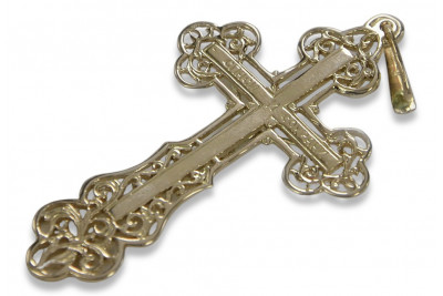 Italienisches Gelb- & Weißgold 14K 585 Orthodoxes Kreuz Schmuckstück oc003yw oc003yw