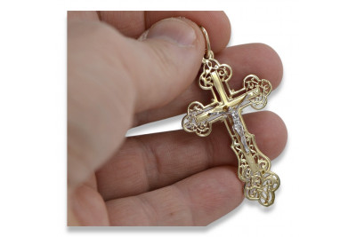 Croix orthodoxe en or jaune 14 carats oc003y