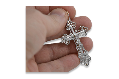 "Croix Orthodoxe en Or Blanc 14 Carats 585" oc003w oc003w