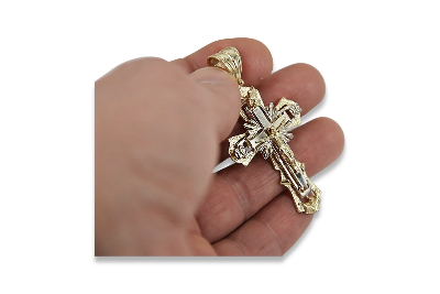 "Italian 14K Yellow White Gold Orthodox Cross oc010yw - Elegant Gift for Women" Man!!! oc010yw