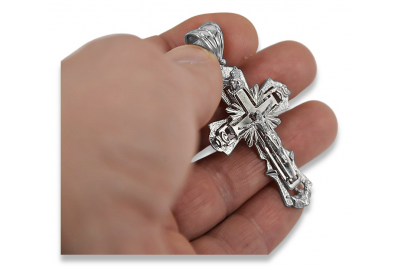 Pendentif croix orthodoxe massif en argent sterling 925 - Cadeau splendide pour femme oc010s