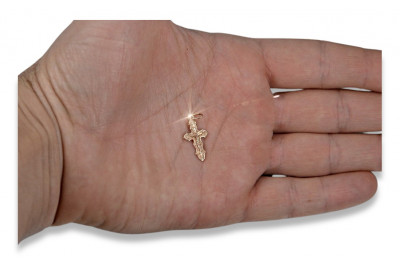 "Elegant 14K Rose Gold Orthodox Cross with Vintage-Inspired Design" oc014r oc014r