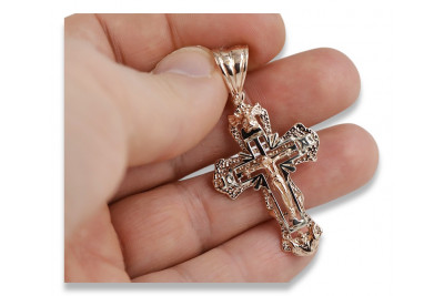 Croix orthodoxe en or rose 14 carats. oc008rw