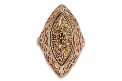 Russe soviétique rose rose 14k 585 or Bague vintage vrn016