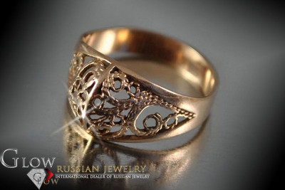 Elegant Keine Steine 14 Karat Originales Vintage-Roségold Ring vrn062 vrn062