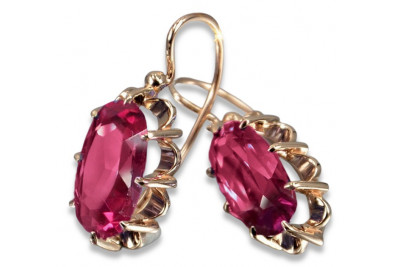 Boucles d'oreilles vintage en or rose 14 carats avec Rubis, Zircon, Améthyste, Émeraude, Saphir et plus vec039