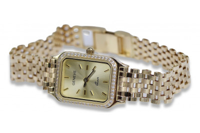 Montre de poignet Geneve pour femme en or jaune 14k 585 lw055y&lbw006y