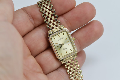 Montre de poignet Geneve pour femme en or jaune 14k 585 lw055y&lbw006y