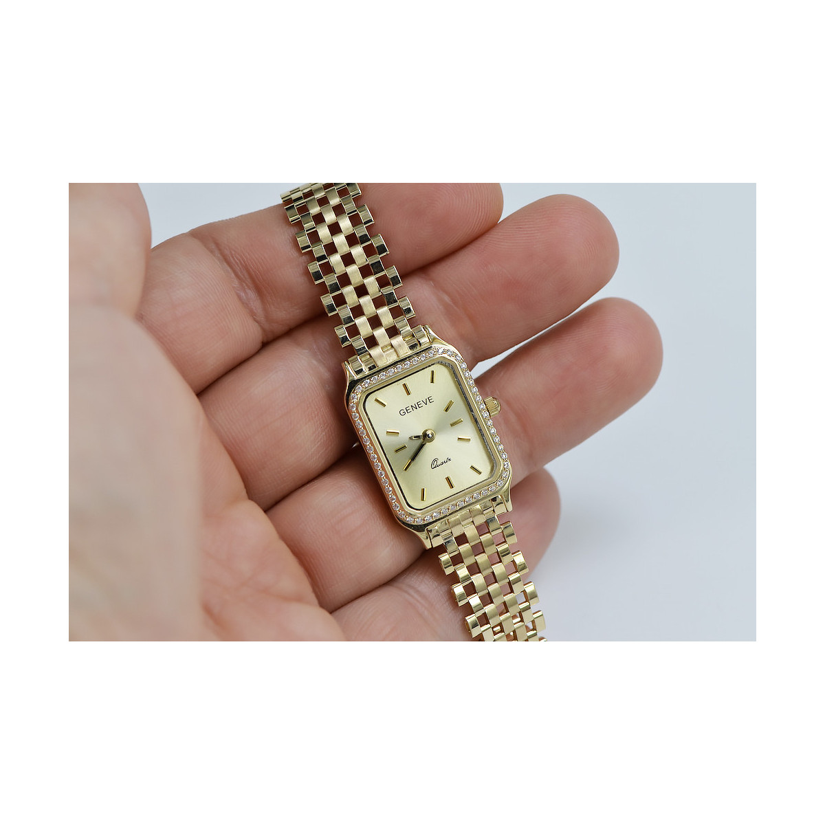 Goldene Herrenuhr Geneve ★ zlotychlopak.pl ★ Gold Reinheit 585 333 Niedriger Preis!