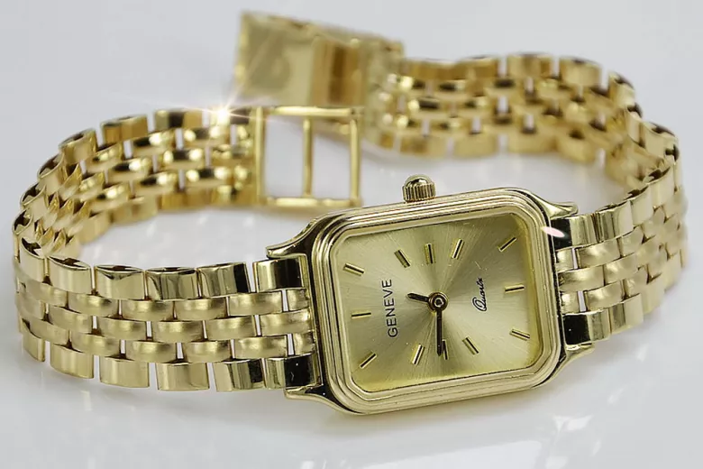 Złoty 14k 585 złoty Pani Genewa zegarek na rękę lw023y&lbw008y