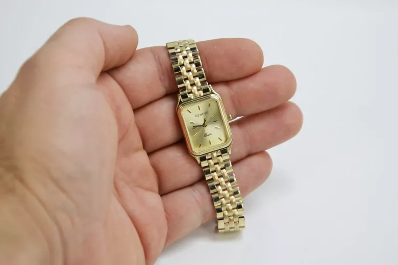 Złoty 14k 585 złoty Pani Genewa zegarek na rękę lw023y&lbw008y