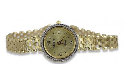 Italian 14K Yellow Gold Lady Geneve Watch with Gold Diamond Accents lw039y