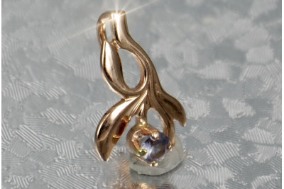 Vintage 14k złoto Cyrkonia Szmaragd Szafir Rubin pendant vpc002