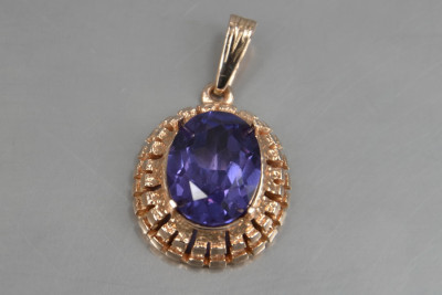 Vintage Rose Gold Ruby Zircon Emerald Sapphire Pendant vpc007