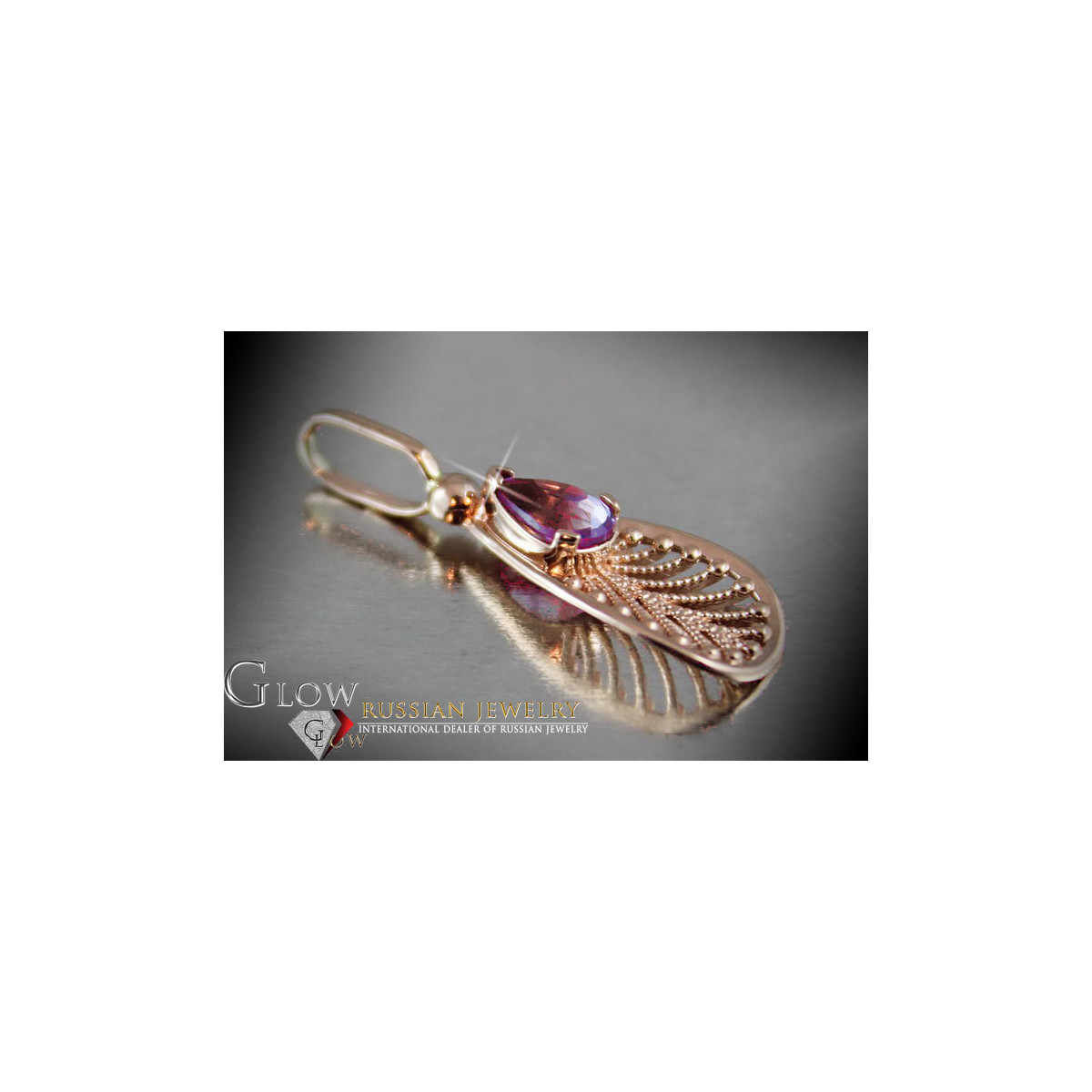 Vintage Rose Gold Ruby Emerald Sapphire Pendant with Zircon Amethyst Aquamarine Setting vpc010