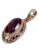 Pendentif vintage en or rose 14 carats avec rubis, zircon, améthyste, émeraude, saphir, péridot jaune et alexandrite vpc014