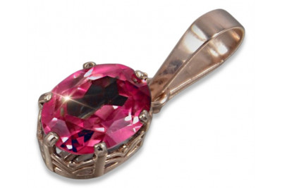 Pendentif Vintage Or Rose 14 carats Alexandrite Zircon Améthyste Émeraude Saphir Rubi vpc015