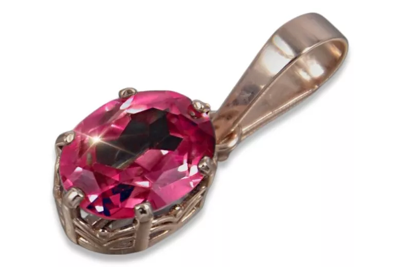 Pendentif Vintage Or Rose 14 carats Alexandrite Zircon Améthyste Émeraude Saphir Rubi vpc015