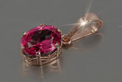Pendentif Vintage Or Rose 14 carats Alexandrite Zircon Améthyste Émeraude Saphir Rubi vpc015