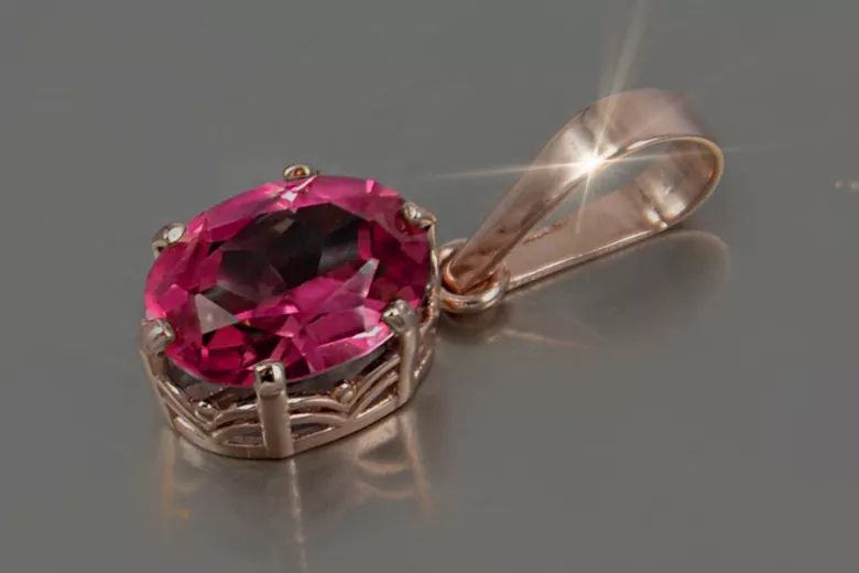 Pendentif Vintage Or Rose 14 carats Alexandrite Zircon Améthyste Émeraude Saphir Rubi vpc015