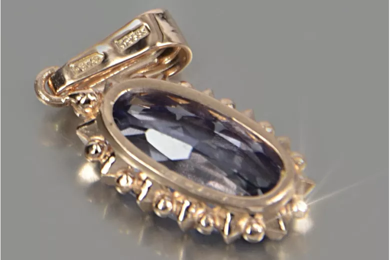 Vintage Rose Gold Ruby Emerald Sapphire Pendant with Zircon Amethyst Aquamarine Alexandrite vpc016