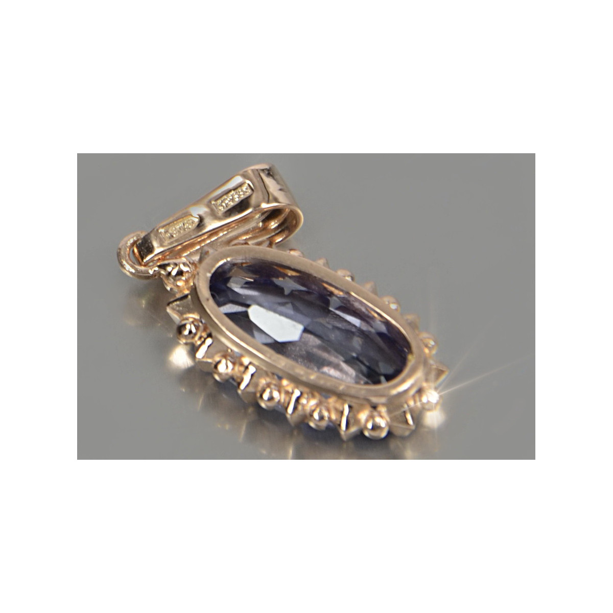 Vintage Rose Gold Ruby Emerald Sapphire Pendant with Zircon Amethyst Aquamarine Alexandrite vpc016