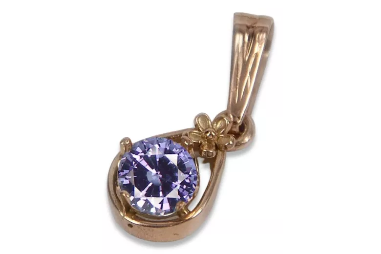 Vintage Rose Gold Ruby Pendant with Emerald and Sapphire Accents vpc017