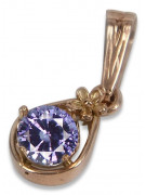 Vintage Rose Gold Ruby Pendant with Emerald and Sapphire Accents vpc017