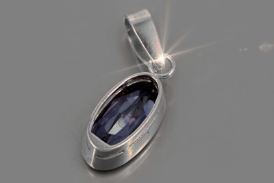 "925 Sterling Silver Gemstone Pendant with Alexandrite Ruby Sapphire Emerald" vpc011s