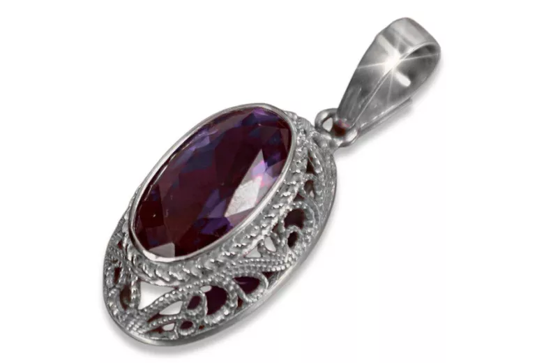 "925 Silver Gemstone Pendant with Ruby, Zircon, Amethyst, Emerald & Sapphire" vpc014s