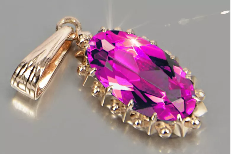 "Rose Gold Plated Silver Pendant with Ruby, Zircon, Amethyst, Emerald, Sapphire & More" vpc016rp