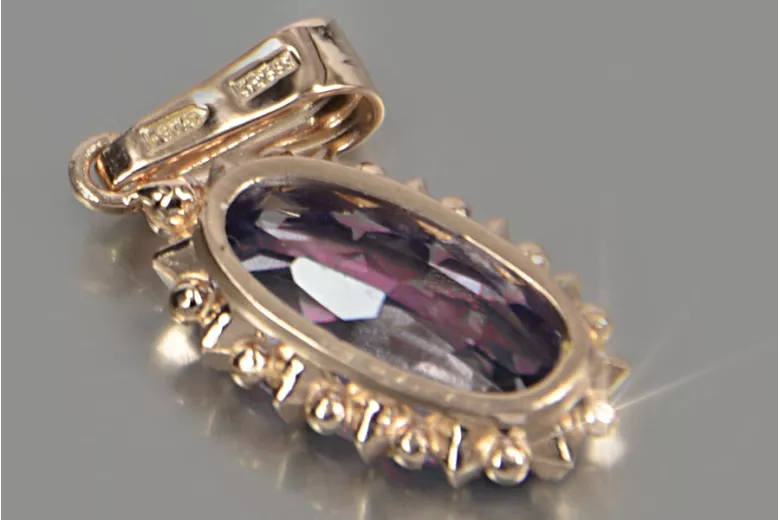 "Rose Gold Plated Silver Pendant with Ruby, Zircon, Amethyst, Emerald, Sapphire & More" vpc016rp