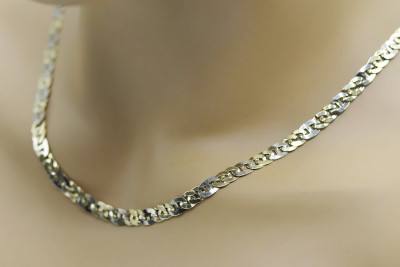 14K Italian Yellow and White Gold Solid Chain - Timeless Elegance cc048yw