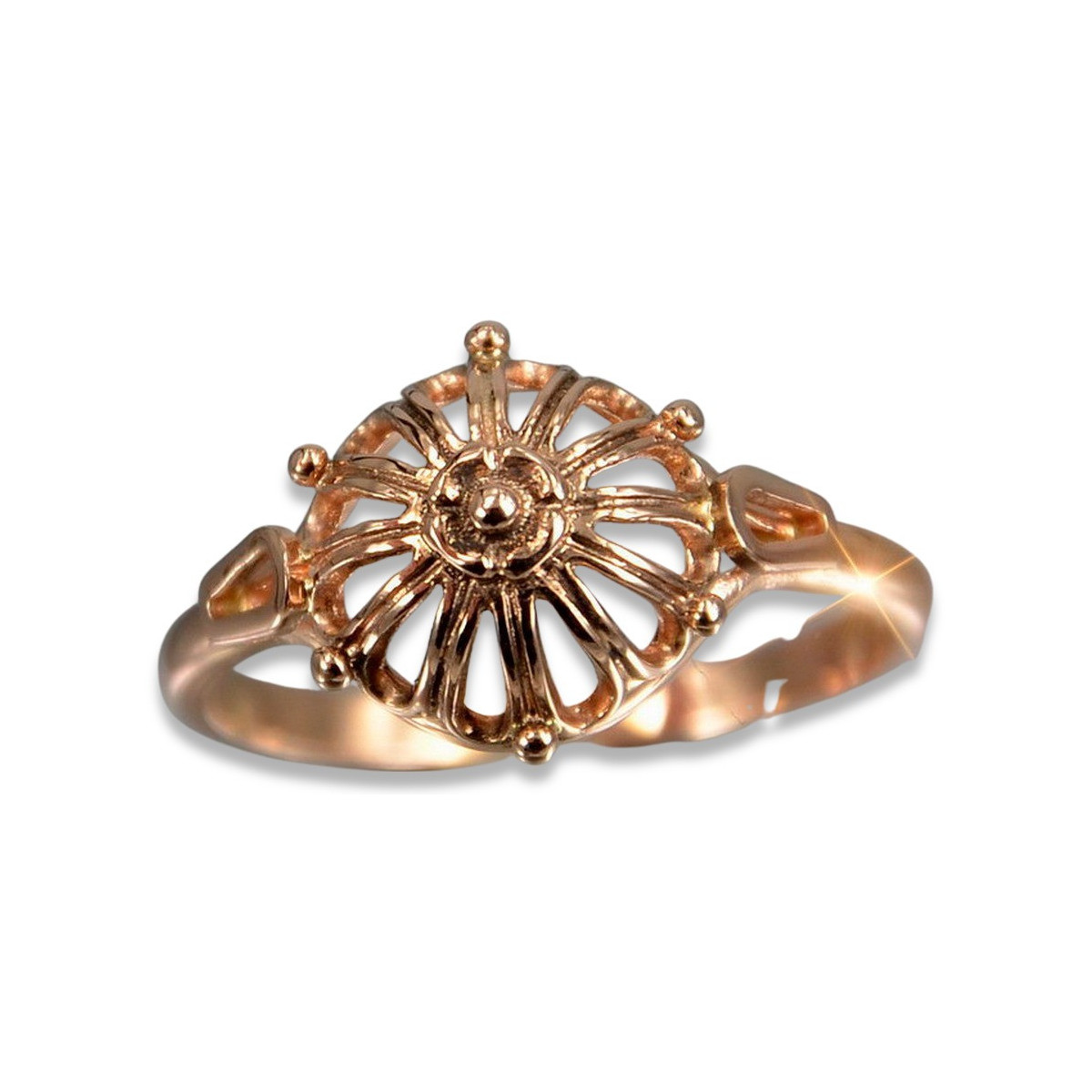 Russe soviétique rose rose 14k 585 or Bague vintage vrn179