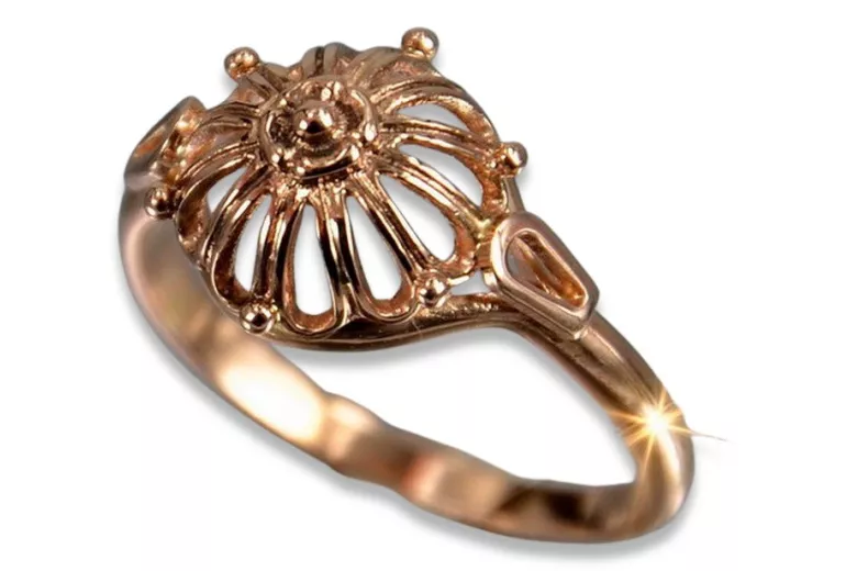 Russe soviétique rose rose 14k 585 or Bague vintage vrn179