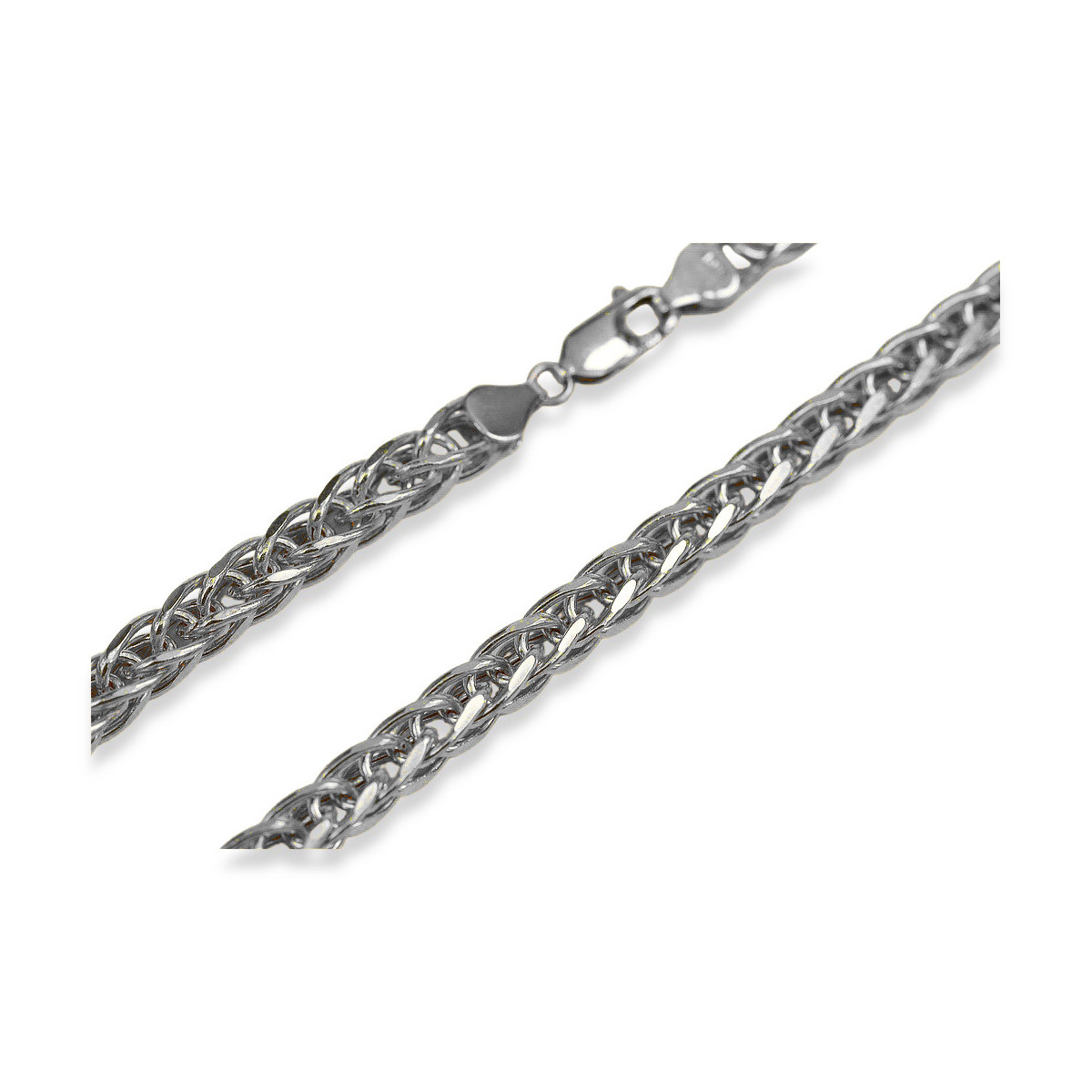 Elegant 14K White Gold Italian Spiga Chain - Various Lengths and Widths cc036w