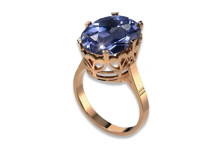 Bague en argent sterling plaqué or rose, Rubis, Émeraude, Saphir, Zircon, Topaze bleue vrc059rp