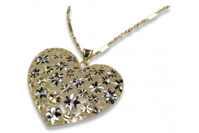 "Pendentif Coeur Moderne en Or Jaune Blanc 14k Élégant" cpn003yw cpn003yw