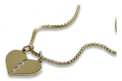 Pendentif Coeur d'Amoureux en Or 14k italien avec chaîne serpent cpn031y&cc078yw