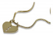 Collar de oro de 14k con corazón de amantes y cadena de serpiente. cpn031y&cc078yw