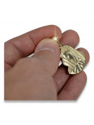 14K Yellow Gold Italian Mary Medallion Icon Pendant pm003y