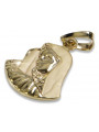 14K Yellow Gold Italian Mary Medallion Icon Pendant pm004y