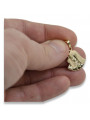 14K Yellow Gold Italian Mary Medallion Icon Pendant pm004y