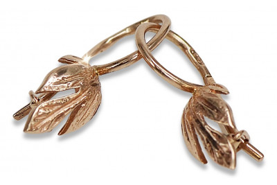 "Boucles d'oreilles vintage en or rose 14 carats 585 avec feuille antique" ven210 ven210