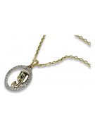 14k Gold Blessed Mother Medallion & Anchor Chain Set pm011y&cc003y