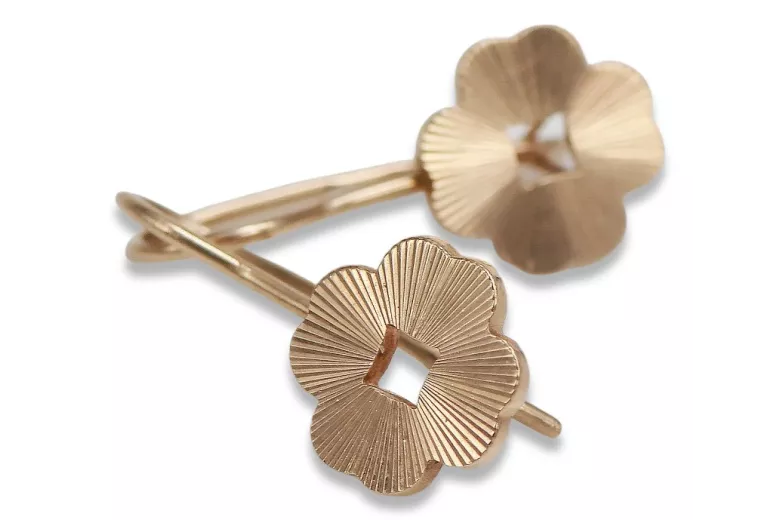 "No Stones Vintage 14K Rose Gold Leaf Earrings" ven077 ven077