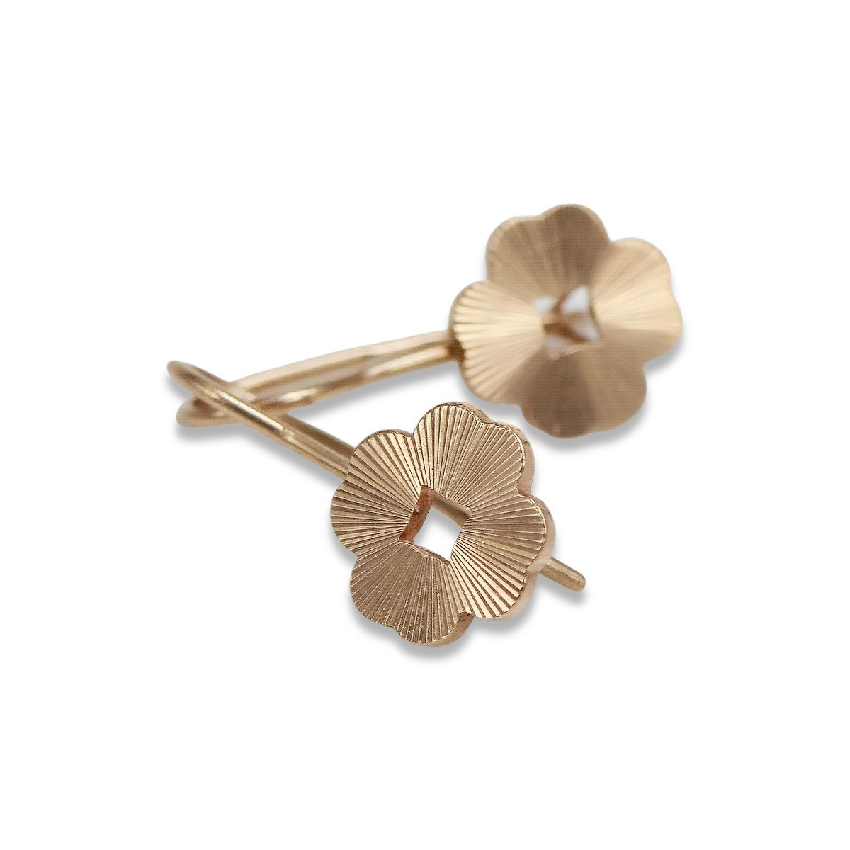 "No Stones Vintage 14K Rose Gold Leaf Earrings" ven077 ven077