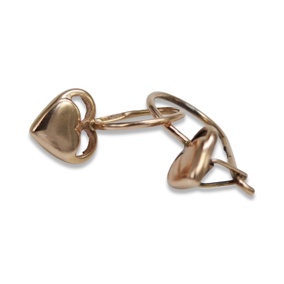 "Original Vintage 14K Rose Gold Heart Earrings with No Stones" ven212 ven212