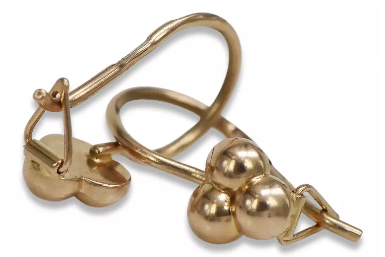 "Boucles d'oreilles sphériques vintages en or rose 14 carats 585 sans pierres" ven198 ven198